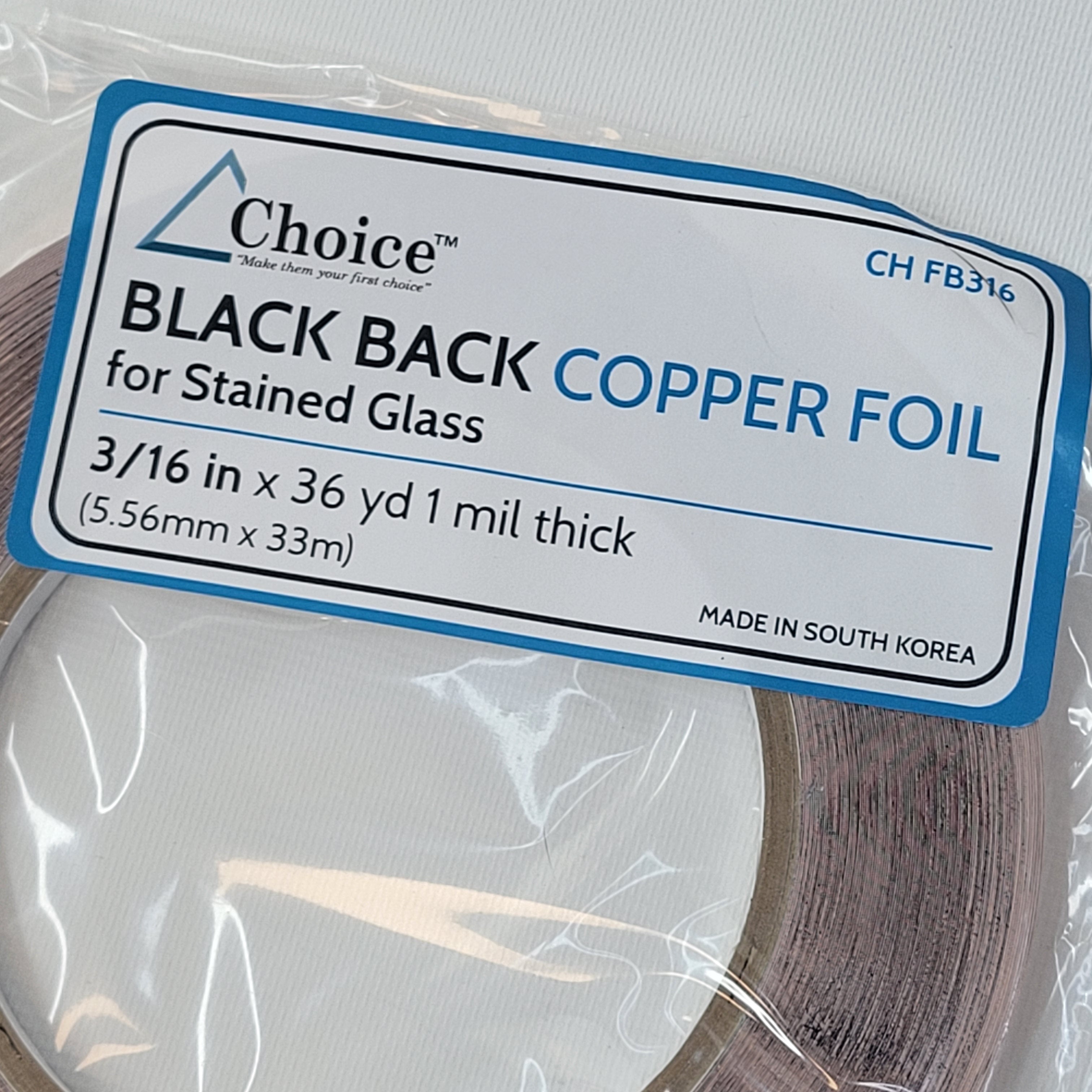 3/16" Choice Copper Foil Tape - Black Back (36 yds)